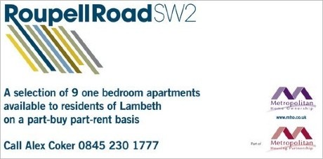Metroploitan Home Ownership Roupell Road site sign